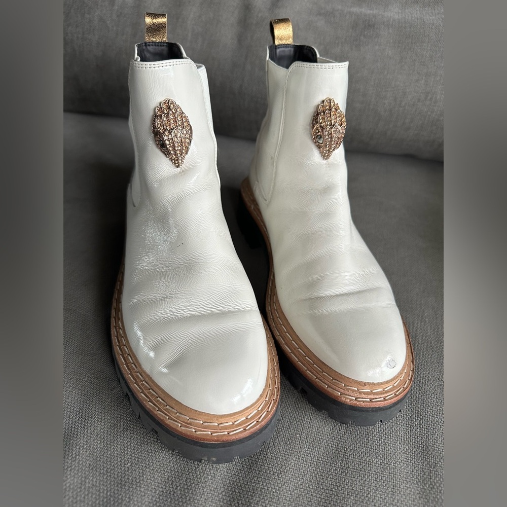 Kurt Geiger White Leather Boots with Gold Detail